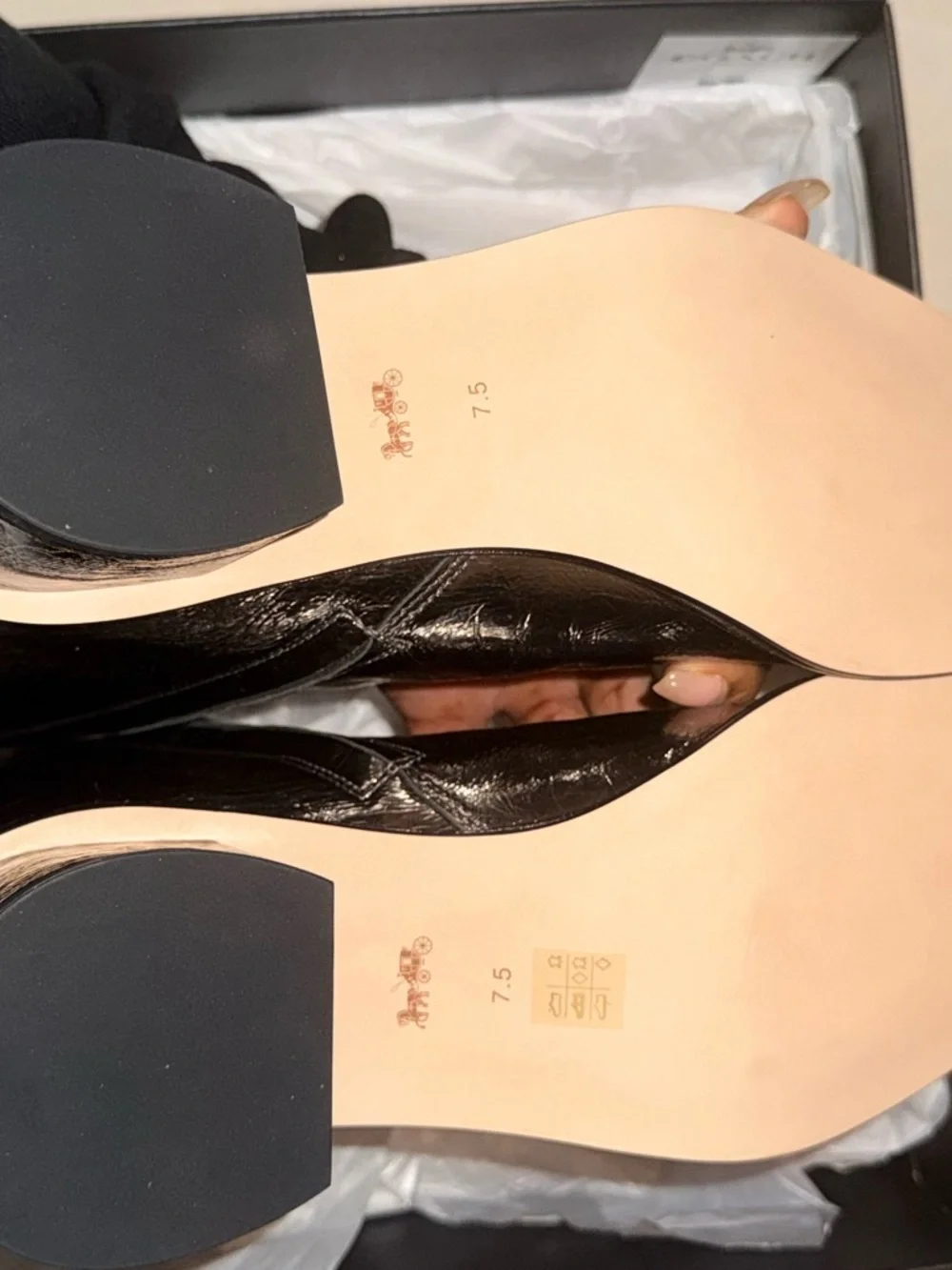 Coach Black Metallic Leather Ankle Boots - Picture 6 of 7